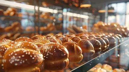 Deurstickers Crusty buns in store for sale © kardaska