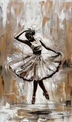 woman white dress dancing rain creativity fashion design playful pose dancer beige wearing heels monochrome color palate