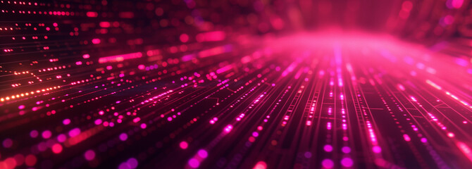 Fototapeta premium Abstract visualization of network data, blue and green neon on black, resembling a cityscape from above.