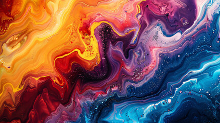 Swirling Paint Waves in Hypnotic Motion - obrazy, fototapety, plakaty