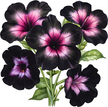 black and pink hibiscus flowers on white clip art preview