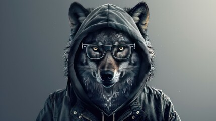 Design a captivating poster featuring a stylish wolf with cloak