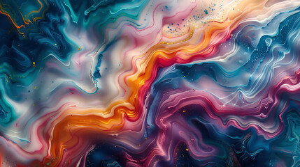 Swirling and eddying paint waves in a hypnotic pattern. - obrazy, fototapety, plakaty