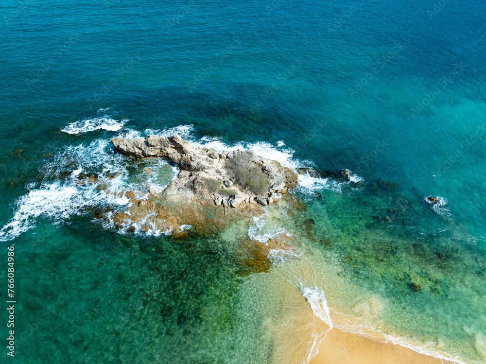 Wall mural Summer sea waves nature background,Drone aerial view ocean background