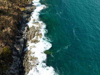 Summer sea waves nature background,Drone aerial view ocean background