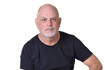 Obraz premium portrait of charming man in black shirt white beard and bald head