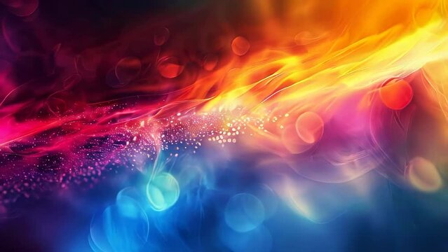 abstract background with magic sparks and bokeh effect, rainbow colors