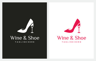 High Heels Shoe Red Wine logo design