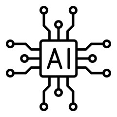 Artificial intelligence AI processor chip icon