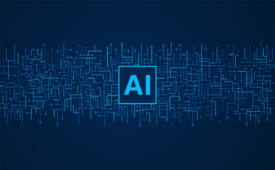 Artificial intelligence chipset on circuit board. Futuristic concept. High-tech technology background