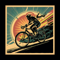 Classic Racing Bicycle illustration vector for TShirt design.