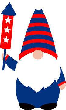 Patriotic gnome vector, gnome 4th of july svg, 