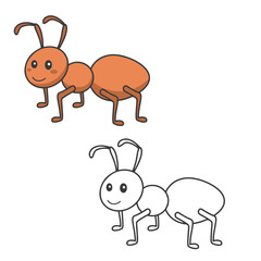 ant drawing vector illustration. For coloring book, coloring page, logo, icon and more. Cartoon ant. Simple design outline style. 