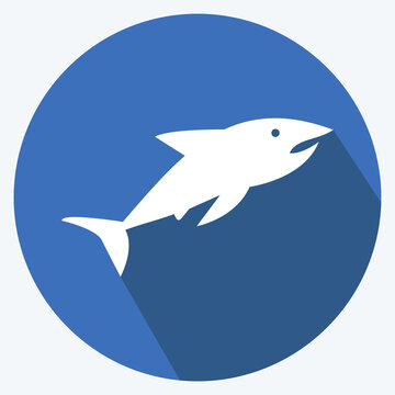 Icon Shark 2. suitable for Sea symbol. long shadow style. simple design editable. design template vector. simple symbol illustration