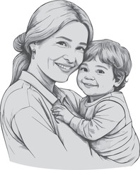 Default Flat design mother and son silhouette illustration