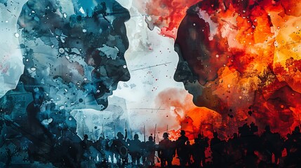 Two People Confronting Each Other by Fire - obrazy, fototapety, plakaty