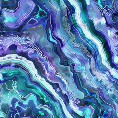 **blues greens purples geode agate swirl pattern with white ring repeats in a ice dye fashion  - obrazy, fototapety, plakaty
