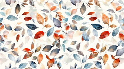 Assorted Leaves Painting on White Background