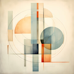 Abstract geometric shapes in muted tones. 