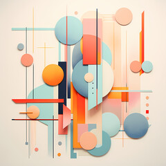Abstract geometric shapes in pastel hues.