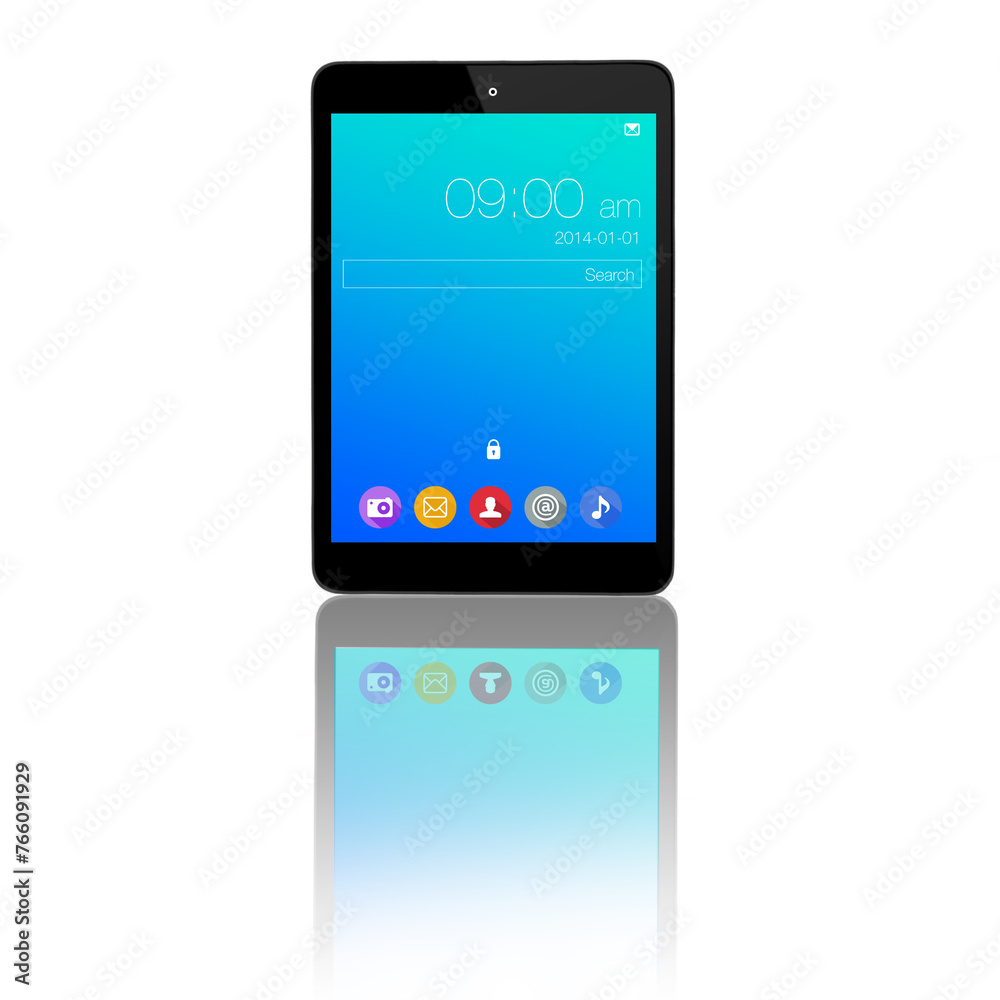 Poster tablet, digital screen and ui on technology isolated on a transparent png background. software, disp
