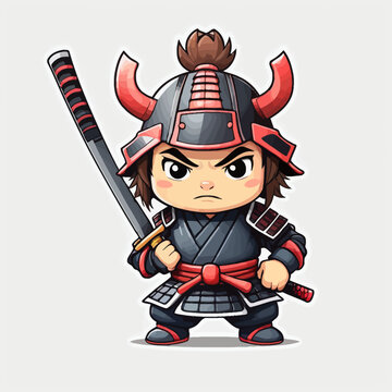 Cute Samurai Cartoon Design Very Cool