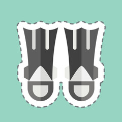 Sticker line cut Fins Diving. related to Diving symbol. simple design illustration
