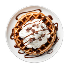 Fototapeta premium Create A High quality fresh Waffle with Choco. Chocolate mousse tart topped with sugar shards