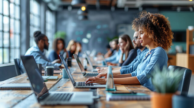 Group of business people and software developers working as a team in office.
