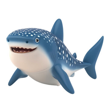 3D cute shark isolated on transparent background, cut out, png, cartoon style