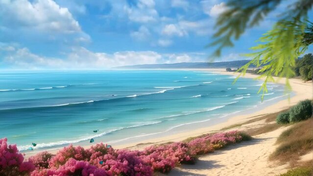 Beach Palm Ocean Wallpaper HD 4K
