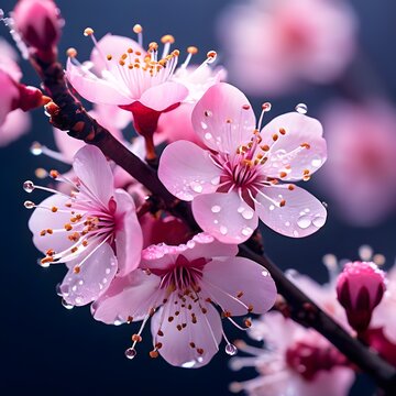 cherry blossoms macro photography close up hyper detailed