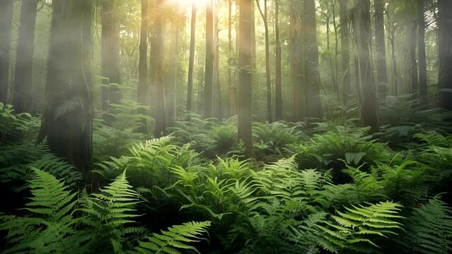 morning in the fern leaf tropical forest