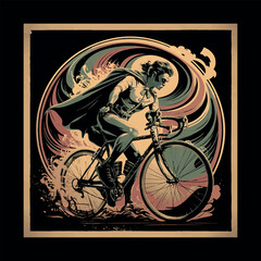 Bicycle racing illustration vector for T Shirt.