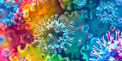 Fototapeta na wymiar Vivid Viral Particles in Colorful Representation