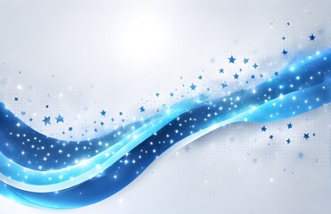 Abstract dark blue background with glowing particles, waves, and stars. Galaxy, futuristic world. Designed for banners, wallpaper, template, background, postcard