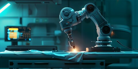 Robotic Arm Performing Precision Surgery in Innovative Technological Environment with Copy Space