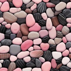 Obraz na płótnie Canvas Colorful river stones background texture, Black and pink theme