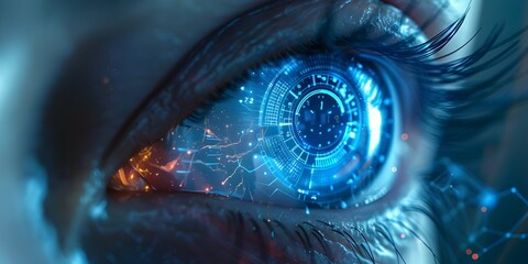 Futuristic Bionic Eye with Digital Health Monitoring Display