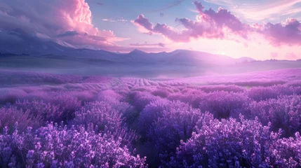 Fototapeten Serene Purple Hues in a Lavender Field © hisilly