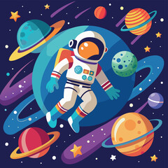 Fototapeta premium Colorful cartoon of an astronaut Illustrator and vector graphics