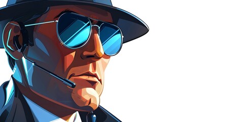 a cartoon spy character carrying out a covert virtual stealth mission The spy is shown in a stylized illustrated