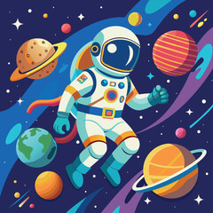 Colorful cartoon of an astronaut Illustrator and vector graphics