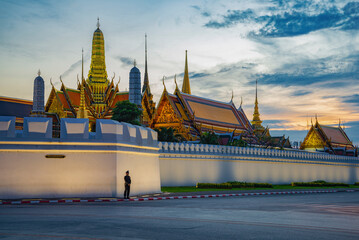 Evening at the walls of the old Royal Palace. Bangkok - 766104119