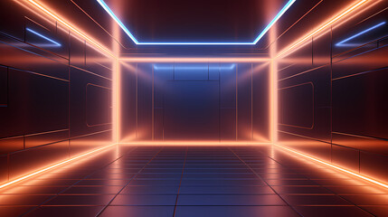 Modern futuristic neon room background