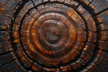 Fototapeta premium Saw-Cut Texture: Old Tree Stump with Annual Rings and Cracks