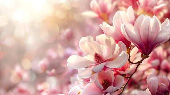 Beautiful blooming magnolia flower background. ,Generative ai, 