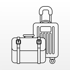 Outline Image Stok Various Kinds Travel Luggage