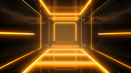 Obraz premium Empty room with neon lights, futuristic background for product presentation