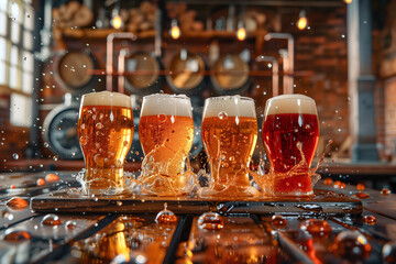 Cheers to Craftsmanship: A Toast with Frothy Beers - obrazy, fototapety, plakaty